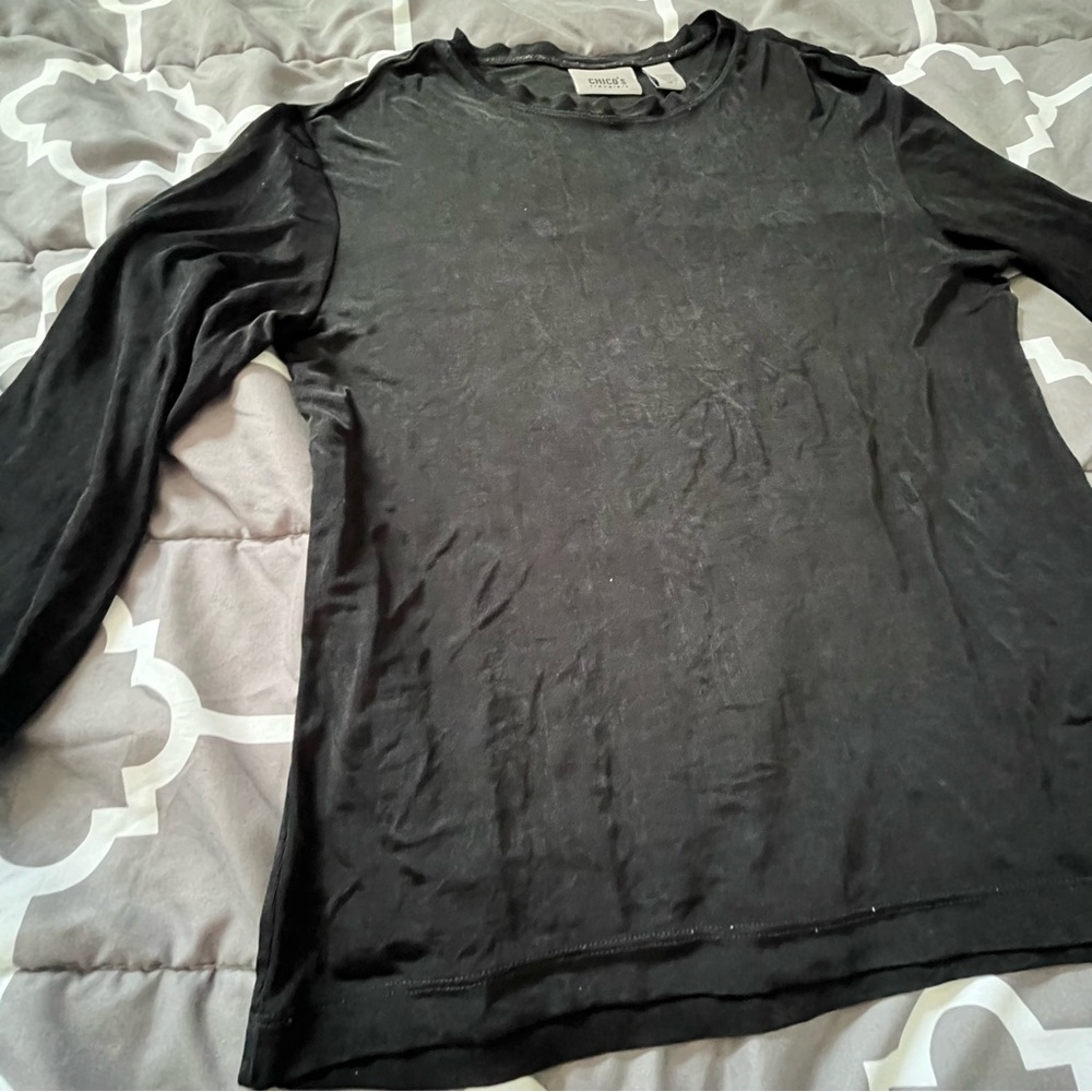 Chico’s Travelers Vintage Black Long Sleeve Top